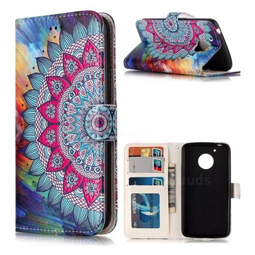 Mandala Flower 3D Relief Oil PU Leather Wallet Case for Motorola Moto G5