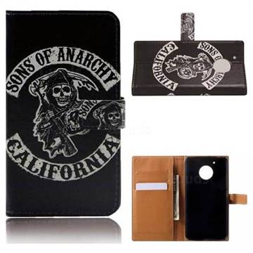Black Skull Leather Wallet Case for Motorola Moto G5