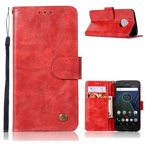 Luxury Retro Leather Wallet Case for Motorola Moto G5 - Red