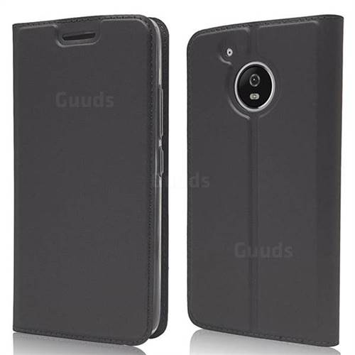 Ultra Slim Card Magnetic Automatic Suction Leather Wallet Case for Motorola Moto G5 - Star Grey