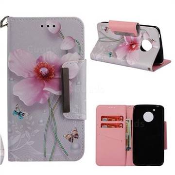 Pearl Flower Big Metal Buckle PU Leather Wallet Phone Case for Motorola Moto G5