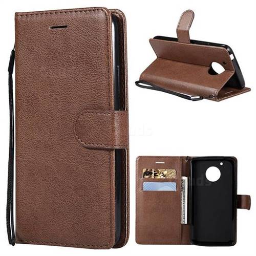 Retro Greek Classic Smooth PU Leather Wallet Phone Case for Motorola Moto G5 - Brown