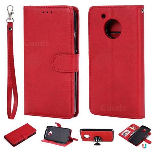 Retro Greek Detachable Magnetic PU Leather Wallet Phone Case for Motorola Moto G5 - Red