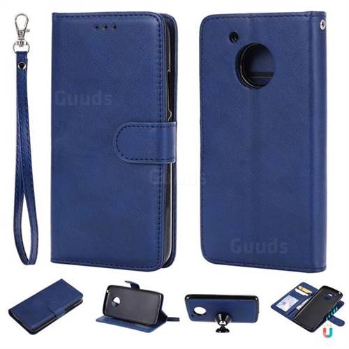 Retro Greek Detachable Magnetic PU Leather Wallet Phone Case for Motorola Moto G5 - Blue