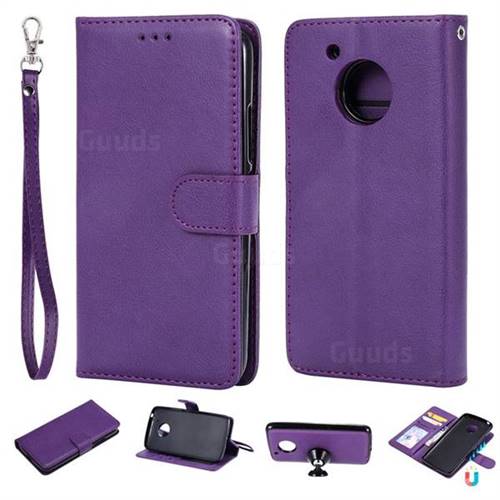 Retro Greek Detachable Magnetic PU Leather Wallet Phone Case for Motorola Moto G5 - Purple