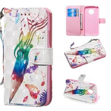 Music Pen 3D Painted Leather Wallet Phone Case for Motorola Moto G5