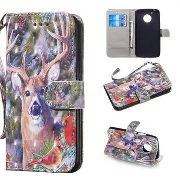 Elk Deer 3D Painted Leather Wallet Phone Case for Motorola Moto G5