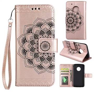 Embossing Half Mandala Flower Leather Wallet Case for Motorola Moto G5 - Rose Gold