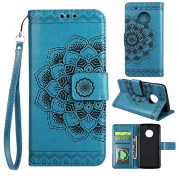 Embossing Half Mandala Flower Leather Wallet Case for Motorola Moto G5 - Blue
