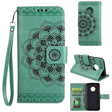 Embossing Half Mandala Flower Leather Wallet Case for Motorola Moto G5 - Mint Green