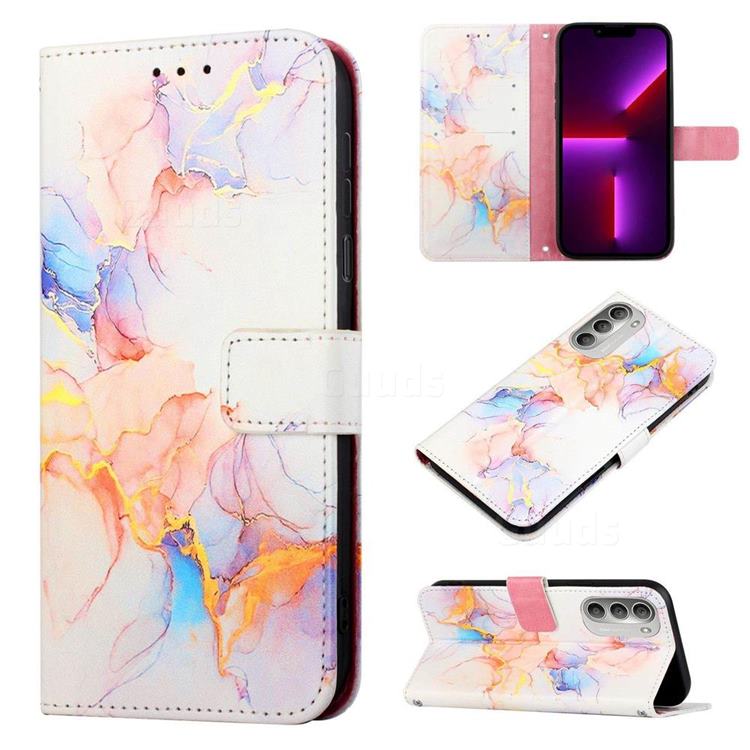 Galaxy Dream Marble Leather Wallet Protective Case for Motorola Moto G51 5G