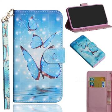 Blue Sea Butterflies 3D Painted Leather Wallet Case for Motorola Moto G 5G Plus