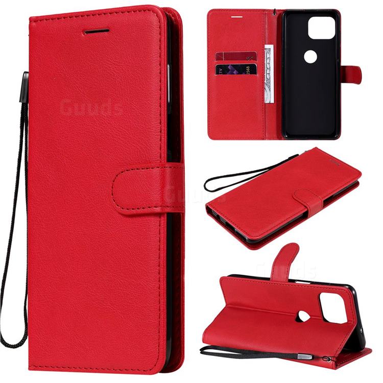 Retro Greek Classic Smooth PU Leather Wallet Phone Case for Motorola Moto G 5G Plus - Red