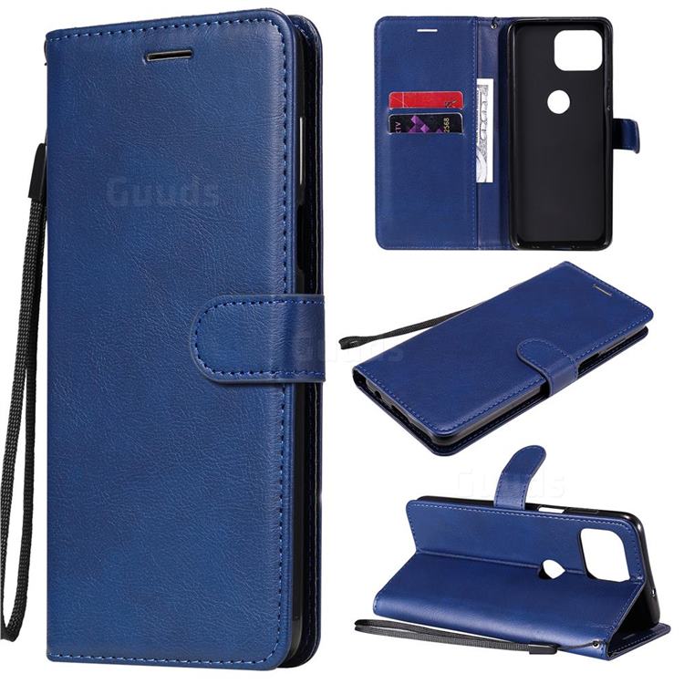 Retro Greek Classic Smooth PU Leather Wallet Phone Case for Motorola Moto G 5G Plus - Blue