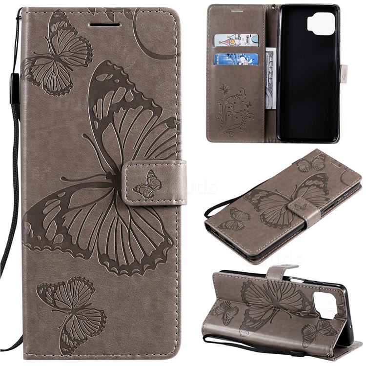 Embossing 3D Butterfly Leather Wallet Case for Motorola Moto G 5G Plus - Gray