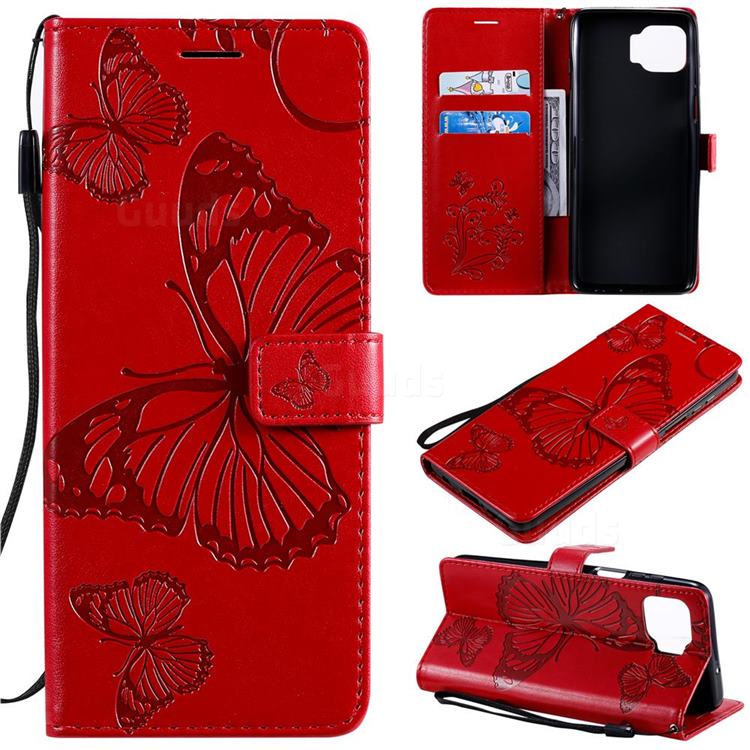 Embossing 3D Butterfly Leather Wallet Case for Motorola Moto G 5G Plus - Red