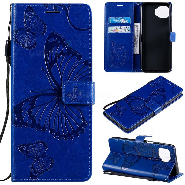Embossing 3D Butterfly Leather Wallet Case for Motorola Moto G 5G Plus - Blue