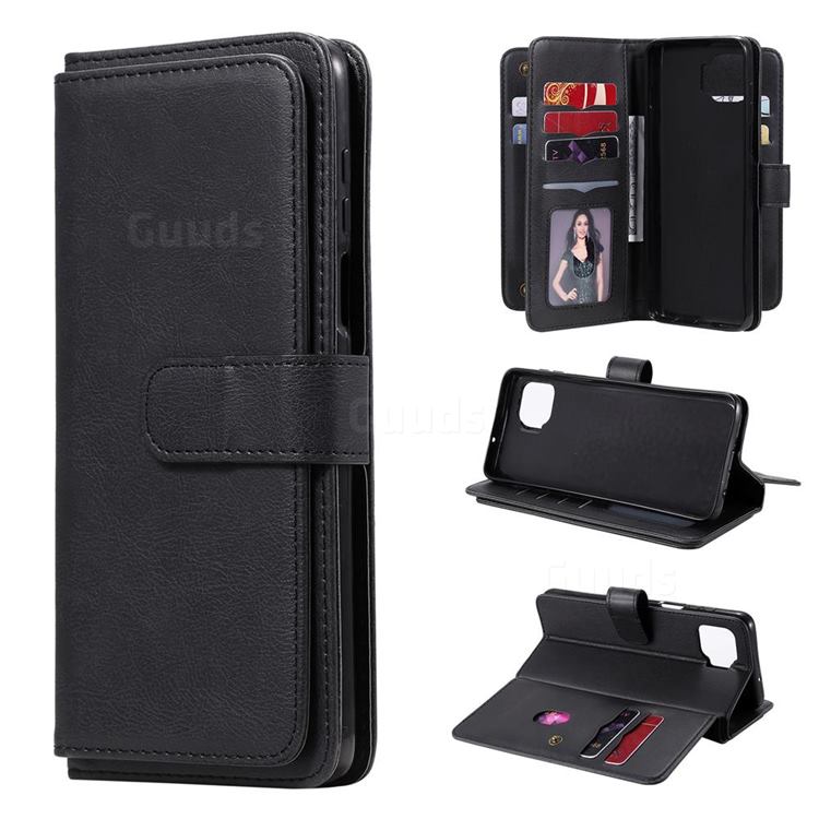 Multi-function Ten Card Slots and Photo Frame PU Leather Wallet Phone Case Cover for Motorola Moto G 5G Plus - Black