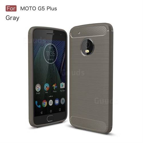 Luxury Carbon Fiber Brushed Wire Drawing Silicone TPU Back Cover for Motorola Moto G5 Plus (Gray)