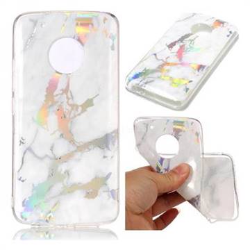 Color Plating Marble Pattern Soft TPU Case for Motorola Moto G5 Plus - White