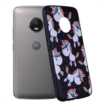 Rainbow Unicorn 3D Embossed Relief Black Soft Back Cover for Motorola Moto G5 Plus