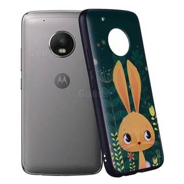 Cute Rabbit 3D Embossed Relief Black Soft Back Cover for Motorola Moto G5 Plus