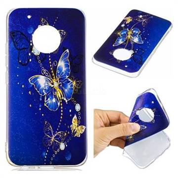 Gold and Blue Butterfly Super Clear Soft TPU Back Cover for Motorola Moto G5 Plus