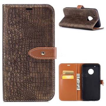 Luxury Retro Crocodile PU Leather Wallet Case for Motorola Moto G5 Plus - Gold