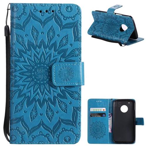 Embossing Sunflower Leather Wallet Case for Motorola Moto G5 Plus - Blue