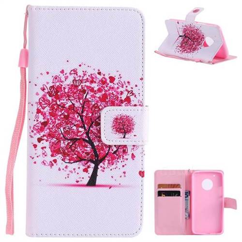 Colored Red Tree PU Leather Wallet Case for Motorola Moto G5 Plus