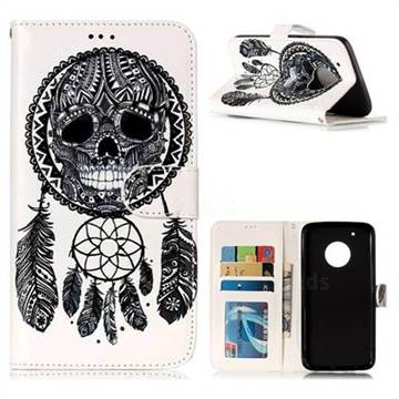 Wind Chimes Skull 3D Relief Oil PU Leather Wallet Case for Motorola Moto G5 Plus