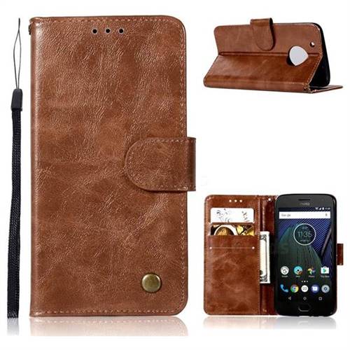 Luxury Retro Leather Wallet Case for Motorola Moto G5 Plus - Brown