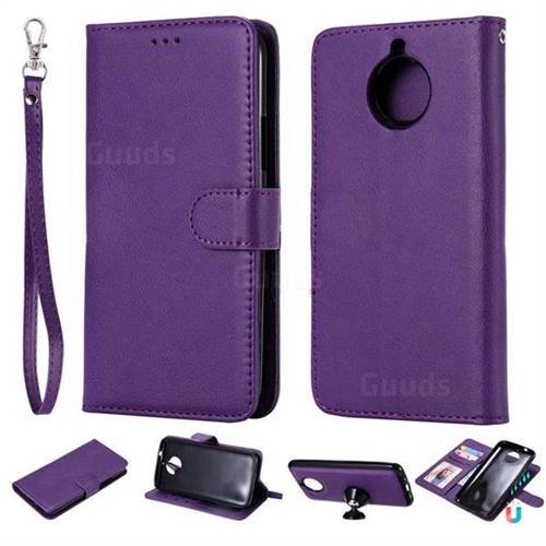 Retro Greek Detachable Magnetic PU Leather Wallet Phone Case for Motorola Moto G5 Plus - Purple