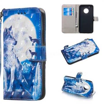 Ice Wolf 3D Painted Leather Wallet Phone Case for Motorola Moto G5 Plus