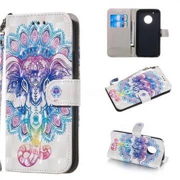 Colorful Elephant 3D Painted Leather Wallet Phone Case for Motorola Moto G5 Plus