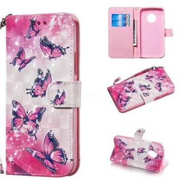 Pink Butterfly 3D Painted Leather Wallet Phone Case for Motorola Moto G5 Plus