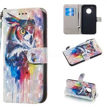 Watercolor Owl 3D Painted Leather Wallet Phone Case for Motorola Moto G5 Plus