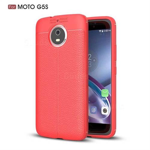Luxury Auto Focus Litchi Texture Silicone TPU Back Cover for Motorola Moto G5S - Red