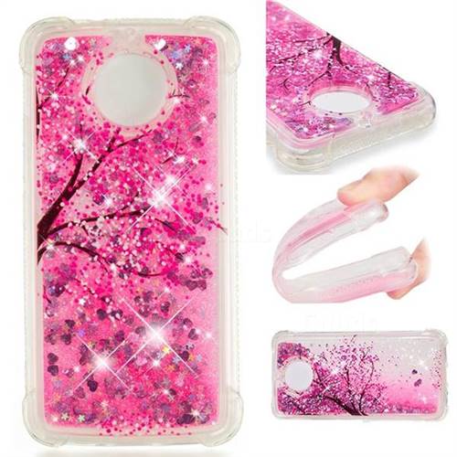 Pink Cherry Blossom Dynamic Liquid Glitter Sand Quicksand Star TPU Case for Motorola Moto G5S