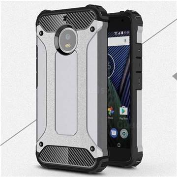King Kong Armor Premium Shockproof Dual Layer Rugged Hard Cover for Motorola Moto G5S - Silver Grey