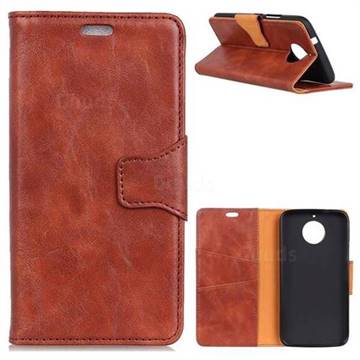 MURREN Luxury Crazy Horse PU Leather Wallet Phone Case for Motorola Moto G5S - Brown