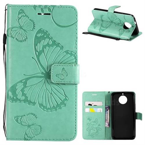 Embossing 3D Butterfly Leather Wallet Case for Motorola Moto G5S - Green