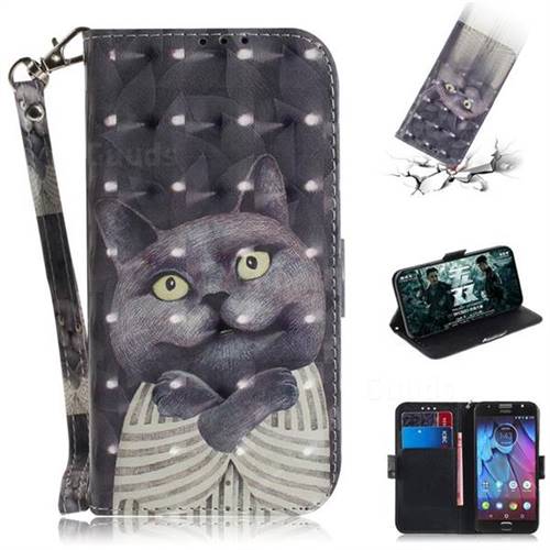 Cat Embrace 3D Painted Leather Wallet Phone Case for Motorola Moto G5S