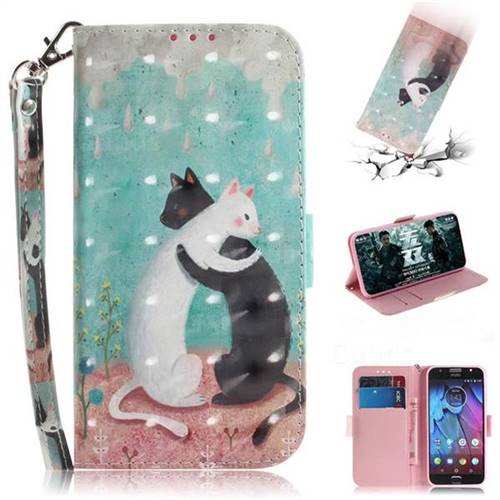 Black and White Cat 3D Painted Leather Wallet Phone Case for Motorola Moto G5S