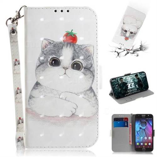 Cute Tomato Cat 3D Painted Leather Wallet Phone Case for Motorola Moto G5S