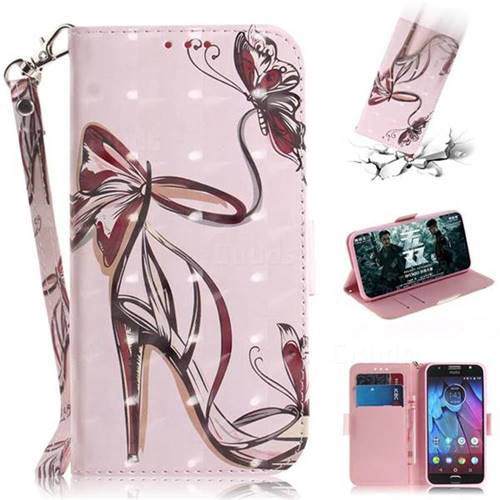 Butterfly High Heels 3D Painted Leather Wallet Phone Case for Motorola Moto G5S
