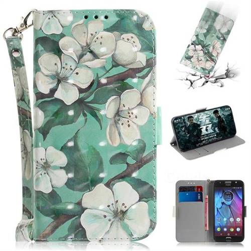 Watercolor Flower 3D Painted Leather Wallet Phone Case for Motorola Moto G5S