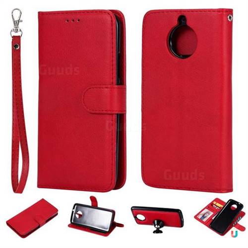 Retro Greek Detachable Magnetic PU Leather Wallet Phone Case for Motorola Moto G5S - Red