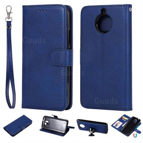 Retro Greek Detachable Magnetic PU Leather Wallet Phone Case for Motorola Moto G5S - Blue