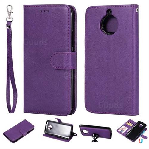 Retro Greek Detachable Magnetic PU Leather Wallet Phone Case for Motorola Moto G5S - Purple